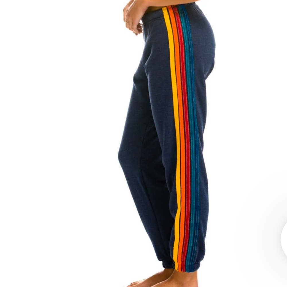 Aviator Nation Dark Blue Joggers with Multicolor Stripes